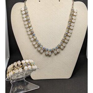 Vintage Gold Tone Necklace And Bracelet Costume Jewelry Set Formal 18in